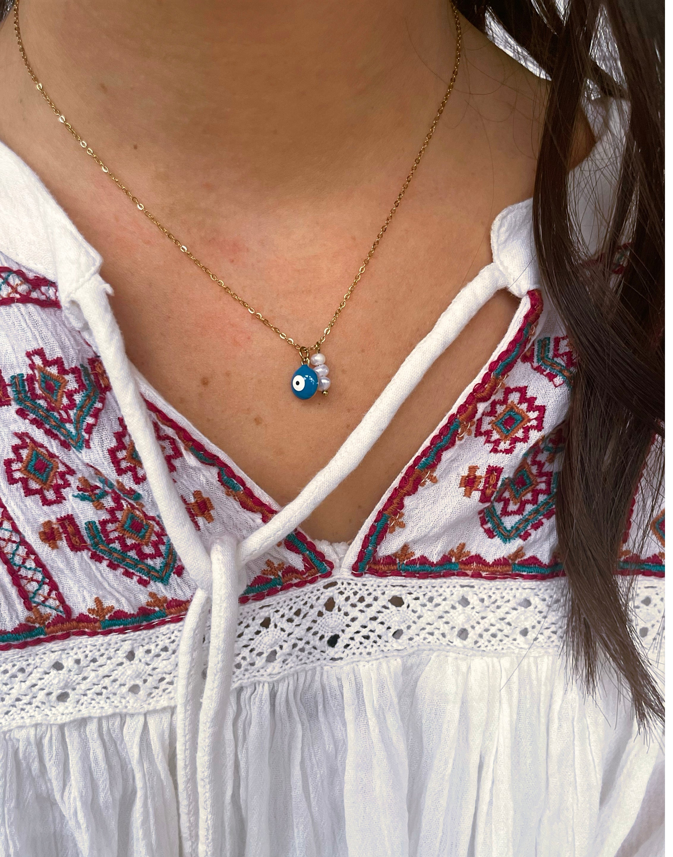 Collier oeil Grec bleu