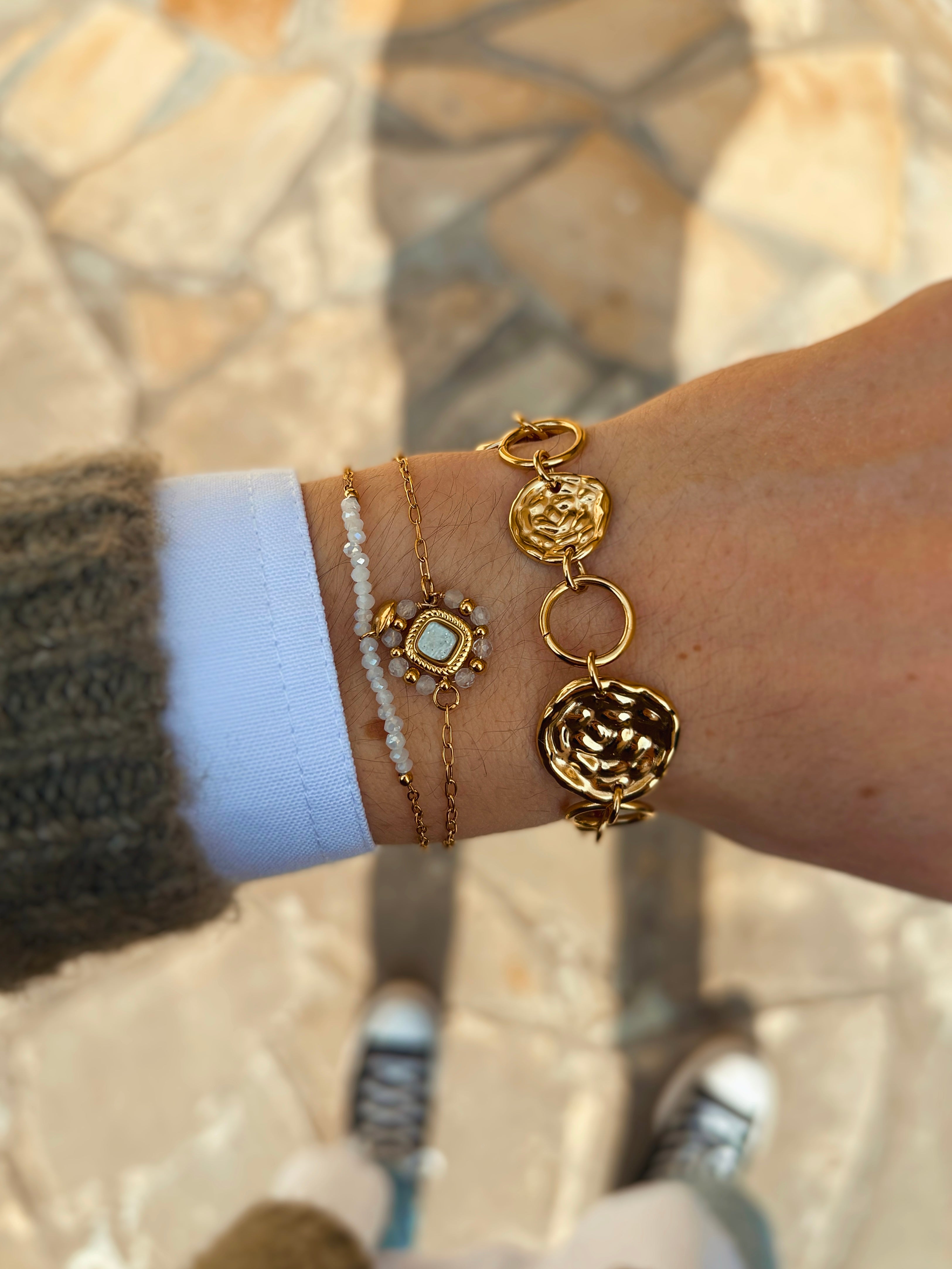 Bracelet multi-rangs pierres
