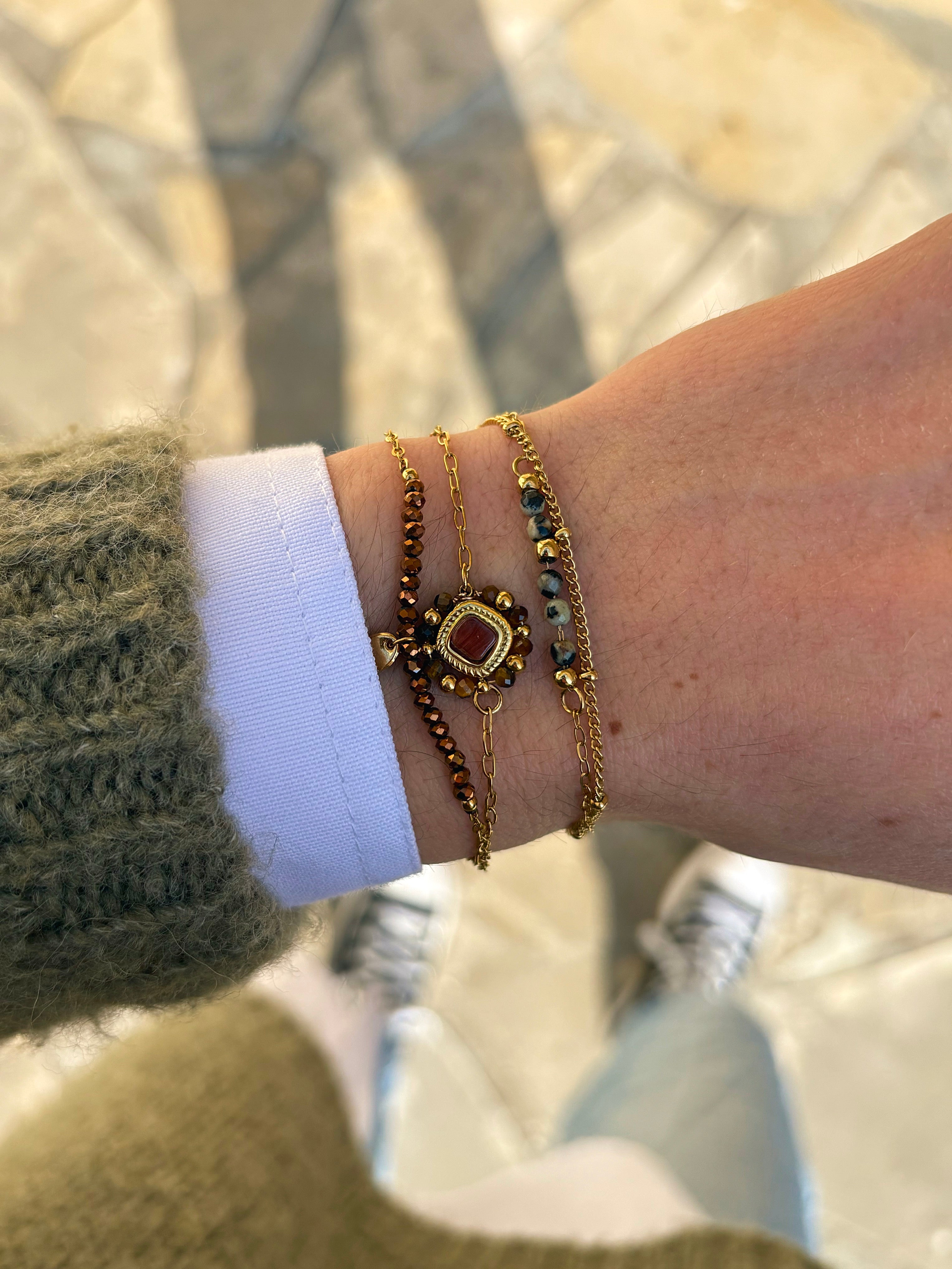 Bracelet multi-rangs pierres