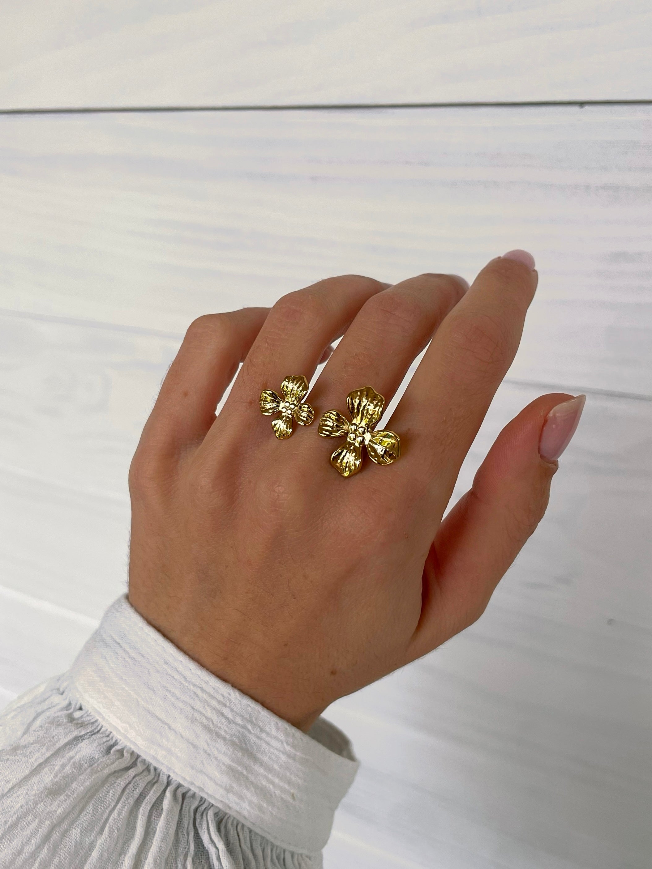 Bague double fleurs