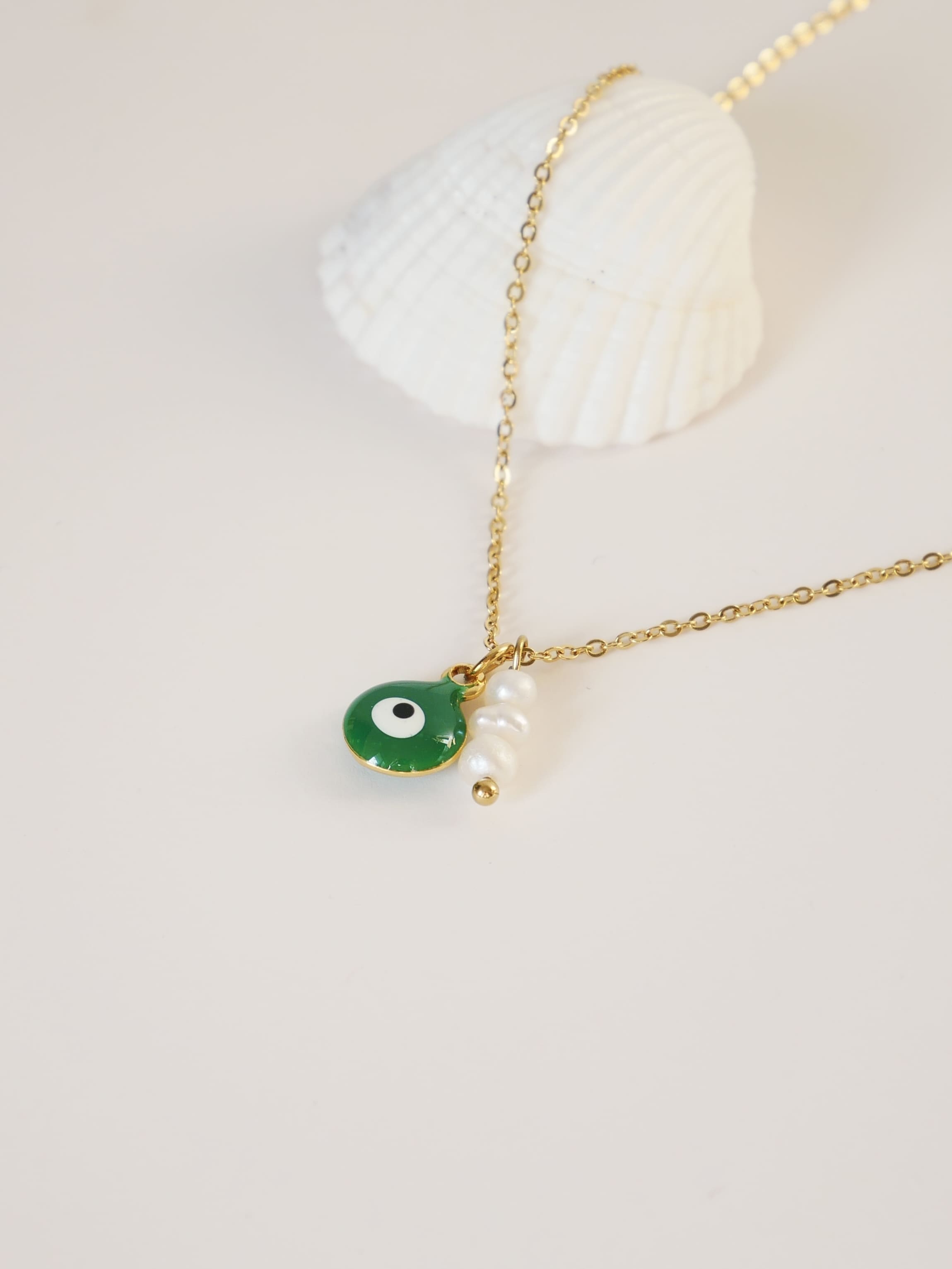 Collier oeil Grec vert